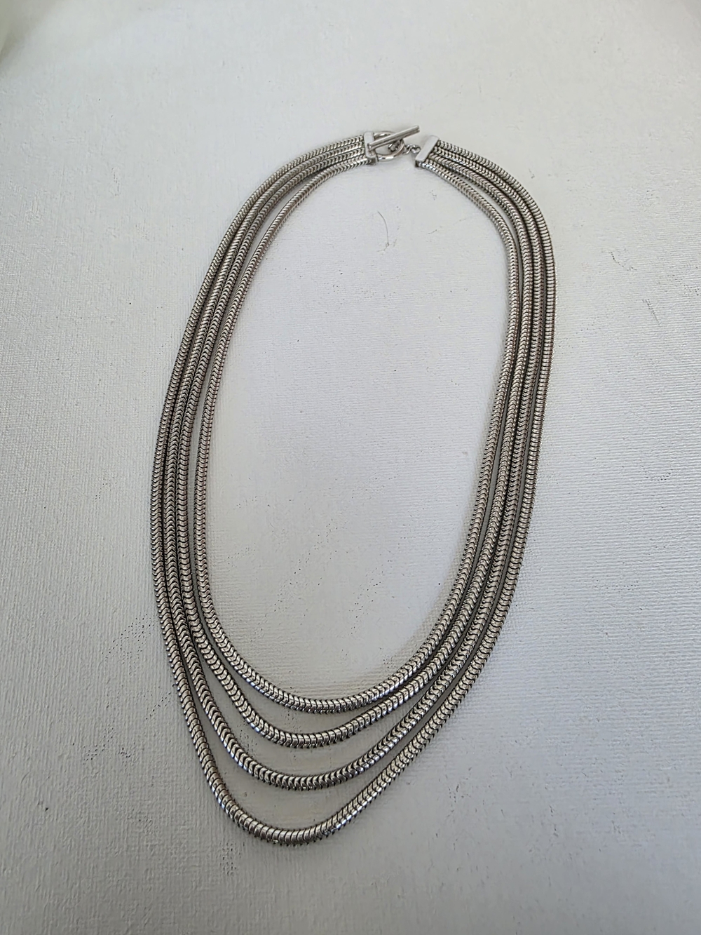 Layered Silver-Tone Multi-Strand Necklace